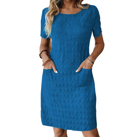 Women's Textured Round Neck Dress