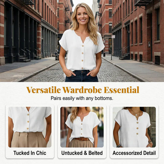 Women's Button Front Casual Blouse