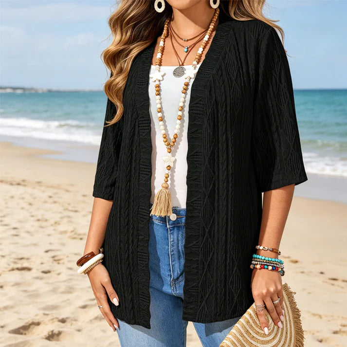 Women's Open-Front Textured Cardigan