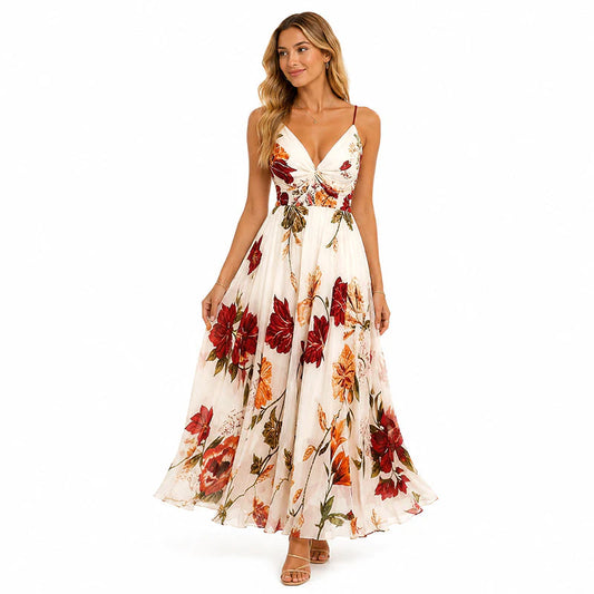 Women's Floral Spaghetti Strap Maxi Dress