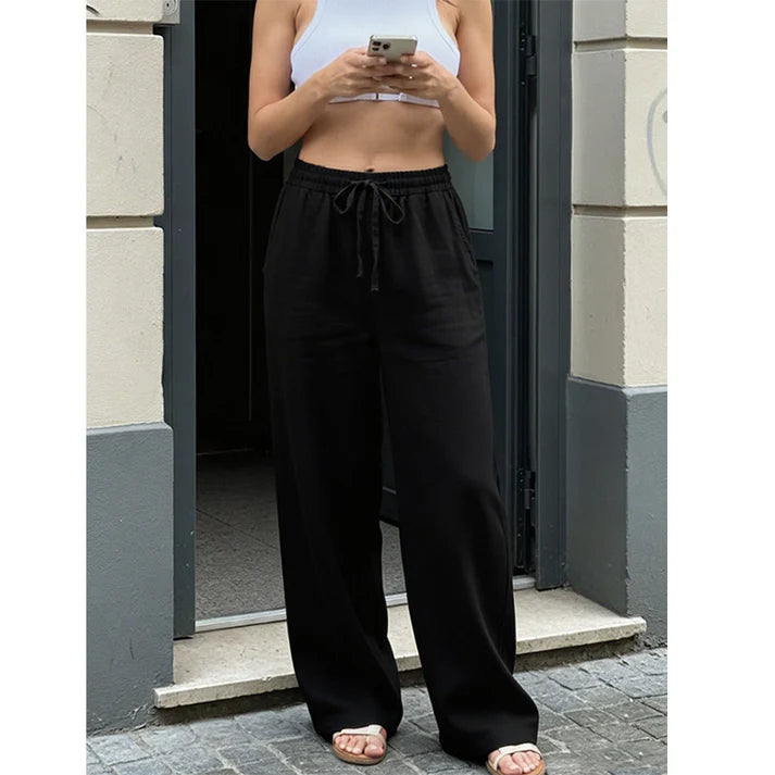 Women's Drawstring Straight Leg Casual Pants
