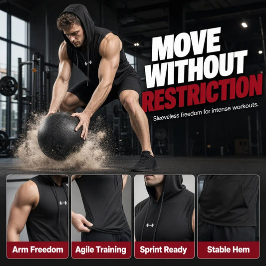 Men's Sleeveless Workout Hoodie Top