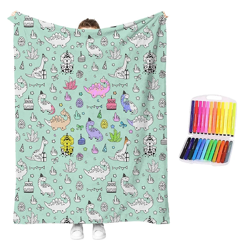 Coloring Blanket Kit with Washable Markers