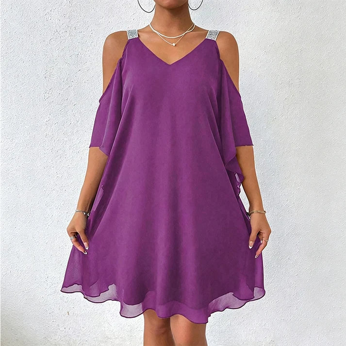 Women's Cold-Shoulder V-Neck Dress
