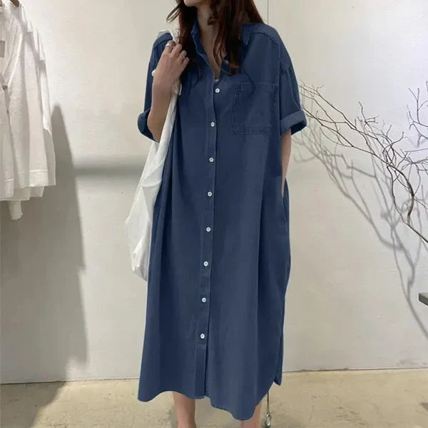Women’s Loose-Fit Button-Front Denim Dress