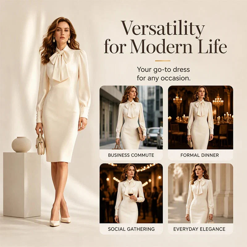 Women’s Bow Neck Fitted Pencil Dress