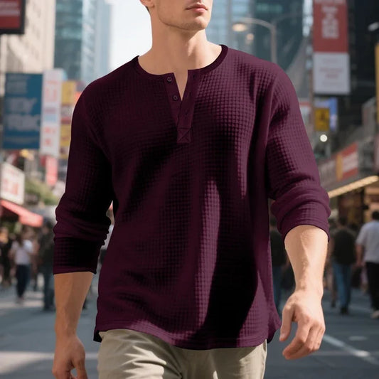 Men’s Textured Henley Shirt