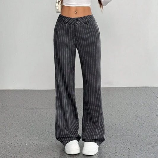 Women’s Pinstripe Wide-Leg Pants