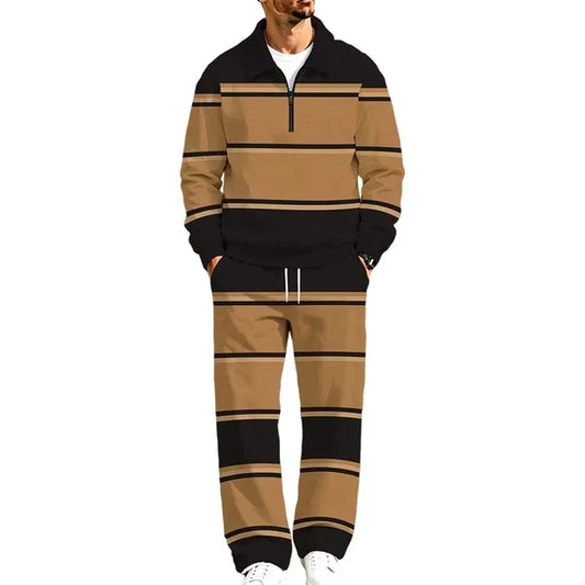 Men's Printed Half-Zip Tracksuit Set