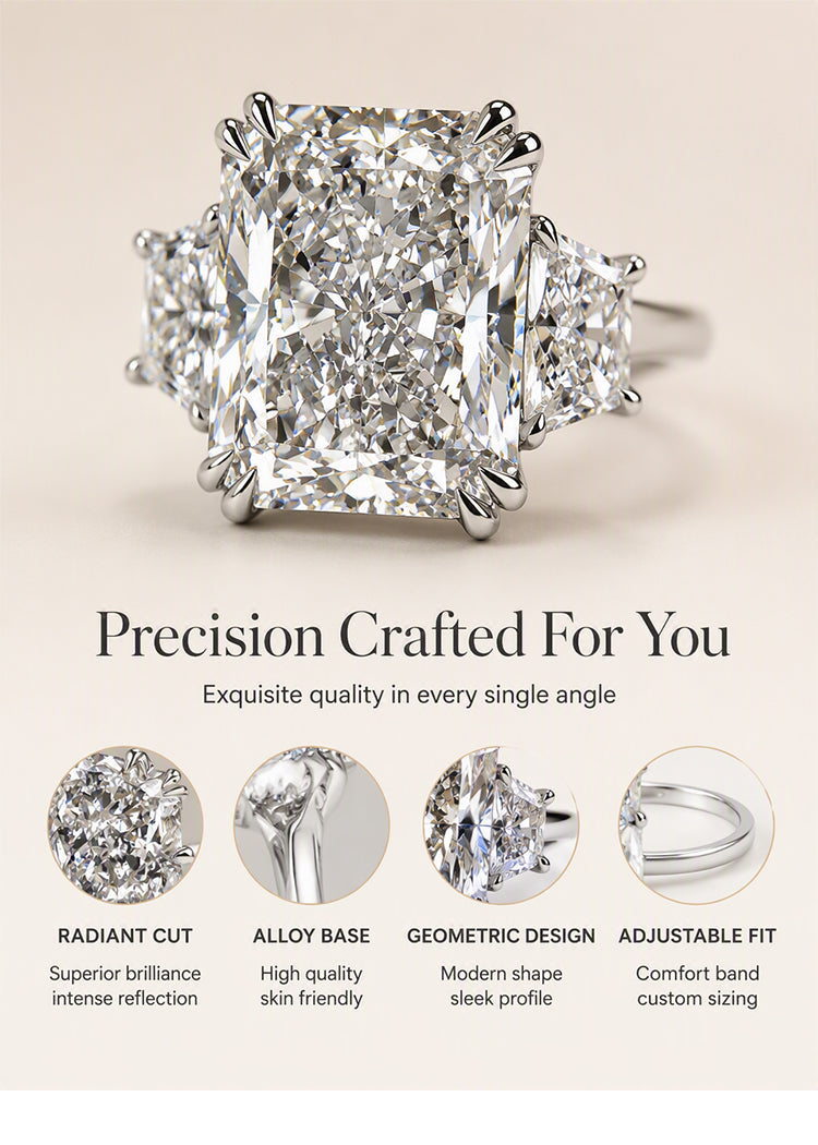 Square-Cut Ring with Prong Setting
