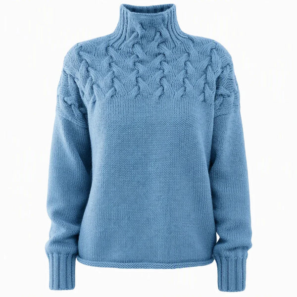 Women's Cable Pattern Roll Neck Sweater