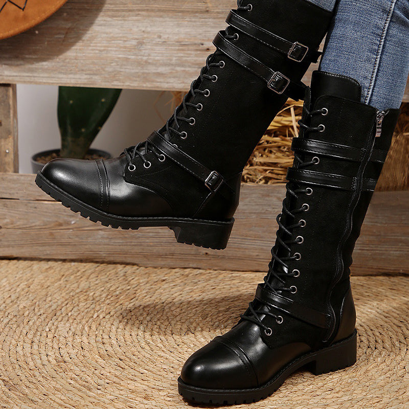 Women's Lace-Up Buckle Boots