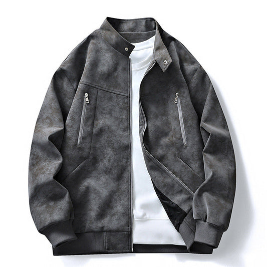 Men's Stand Collar Zip-Front Jacket