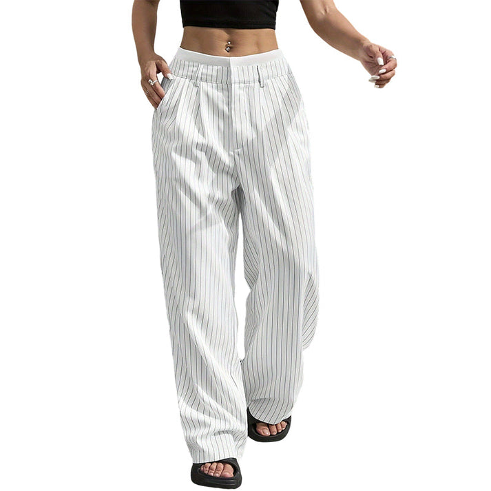 Women's High-Rise Straight-Leg Striped Pants