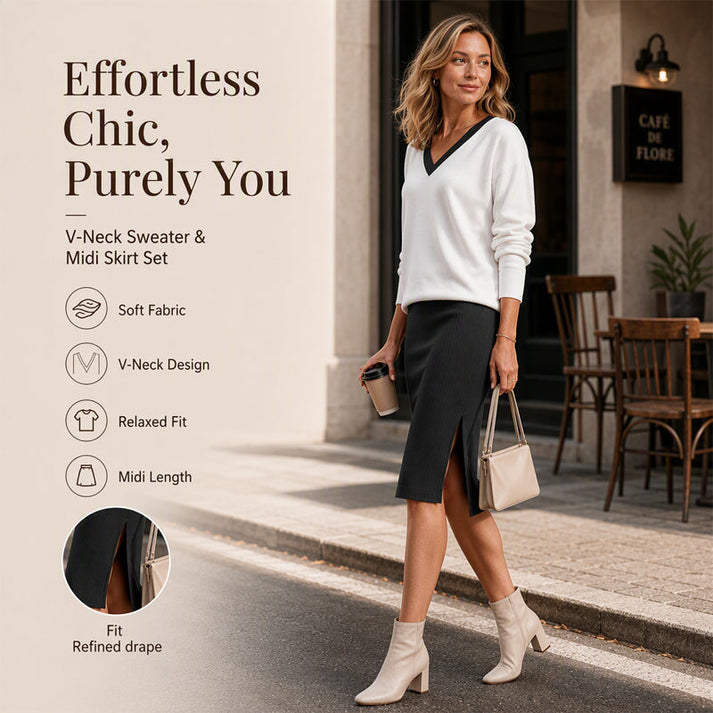 Women's Top and Ribbed Skirt Set