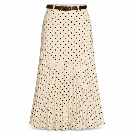 Women's High Waist Polka Dot Pleated Skirt