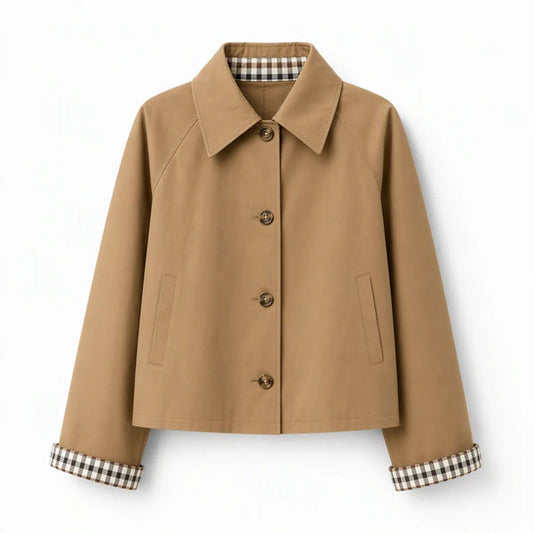 Women's Check-Detail Button-Up Jacket
