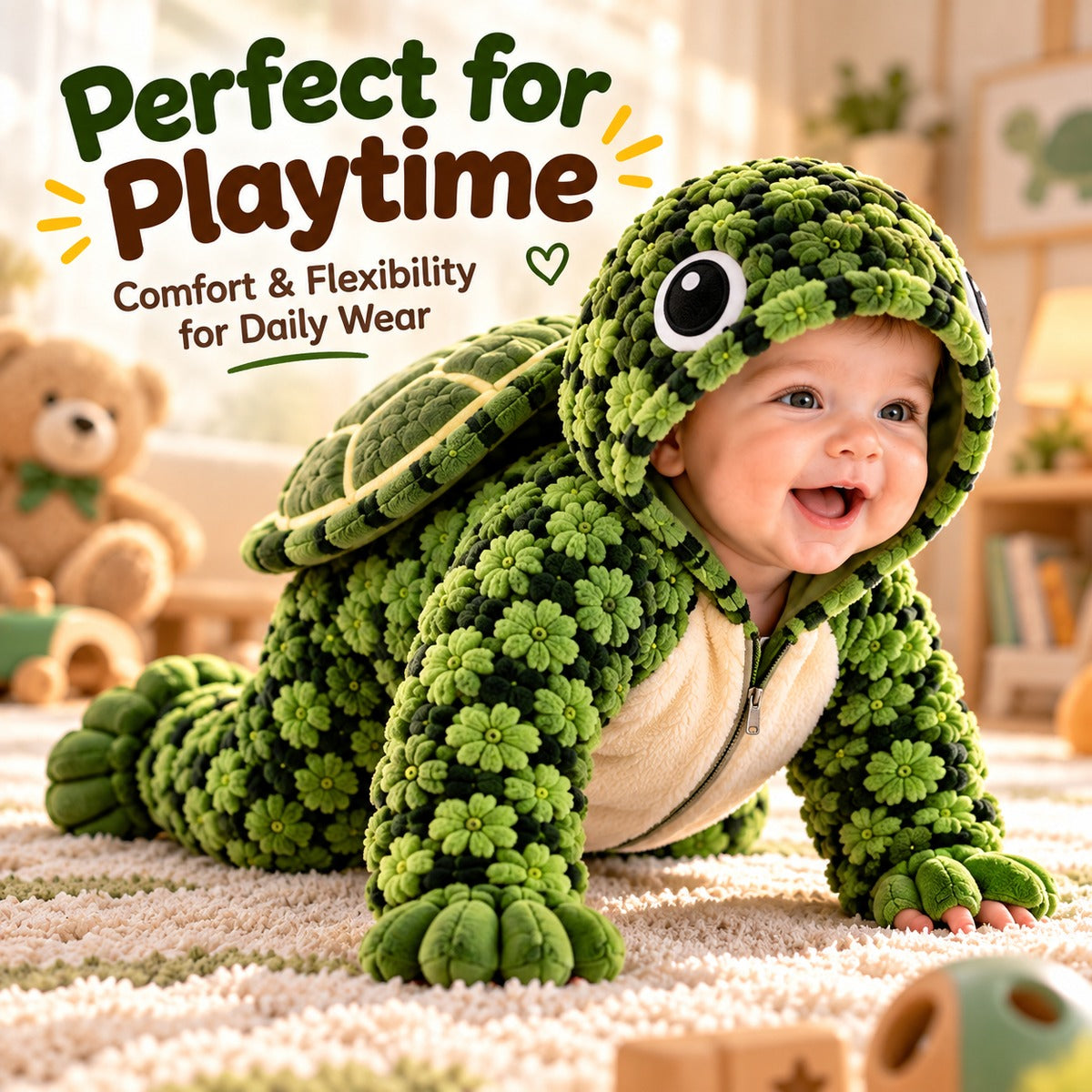 Baby Turtle Hooded Romper