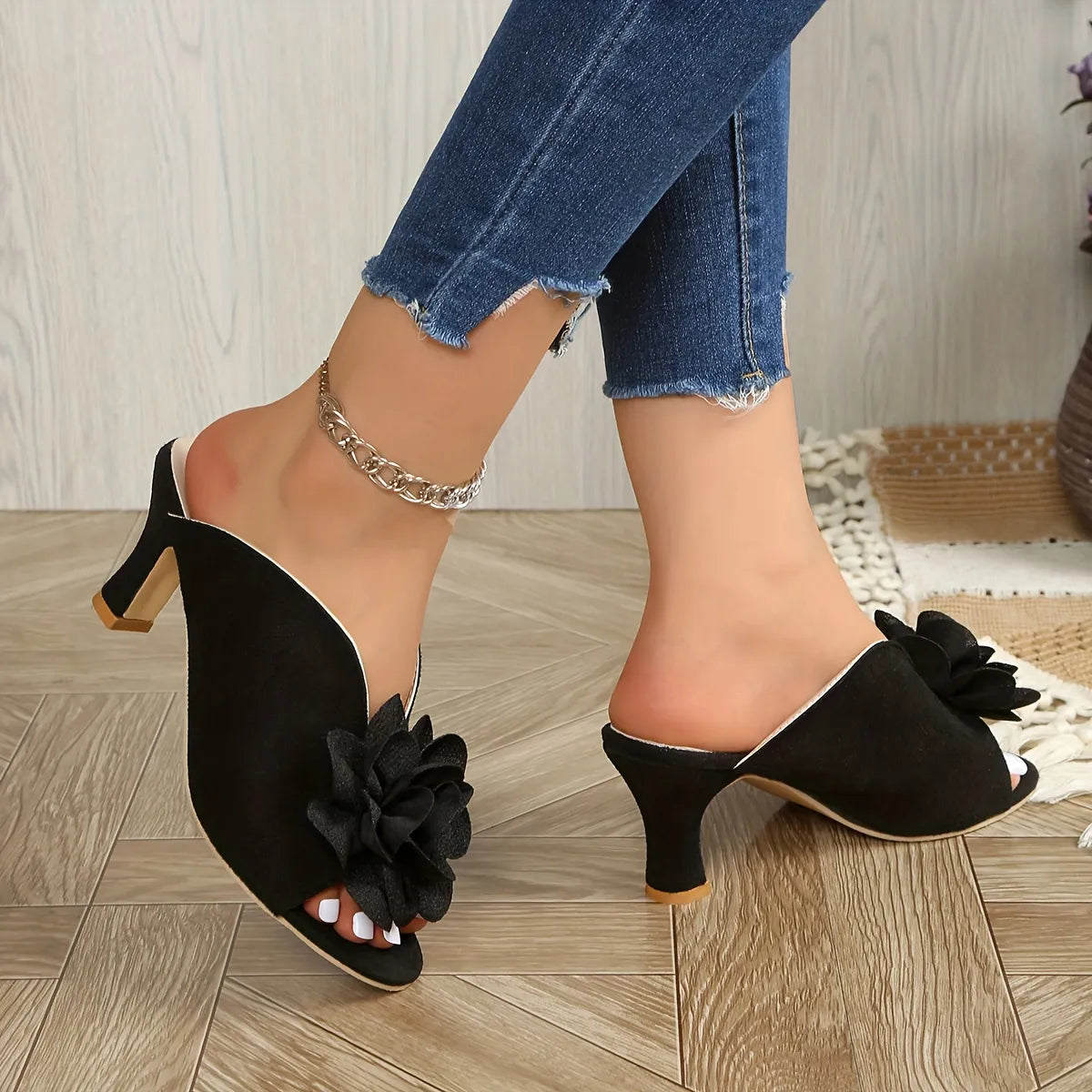 Women’s Floral Open Toe Heeled Sandals