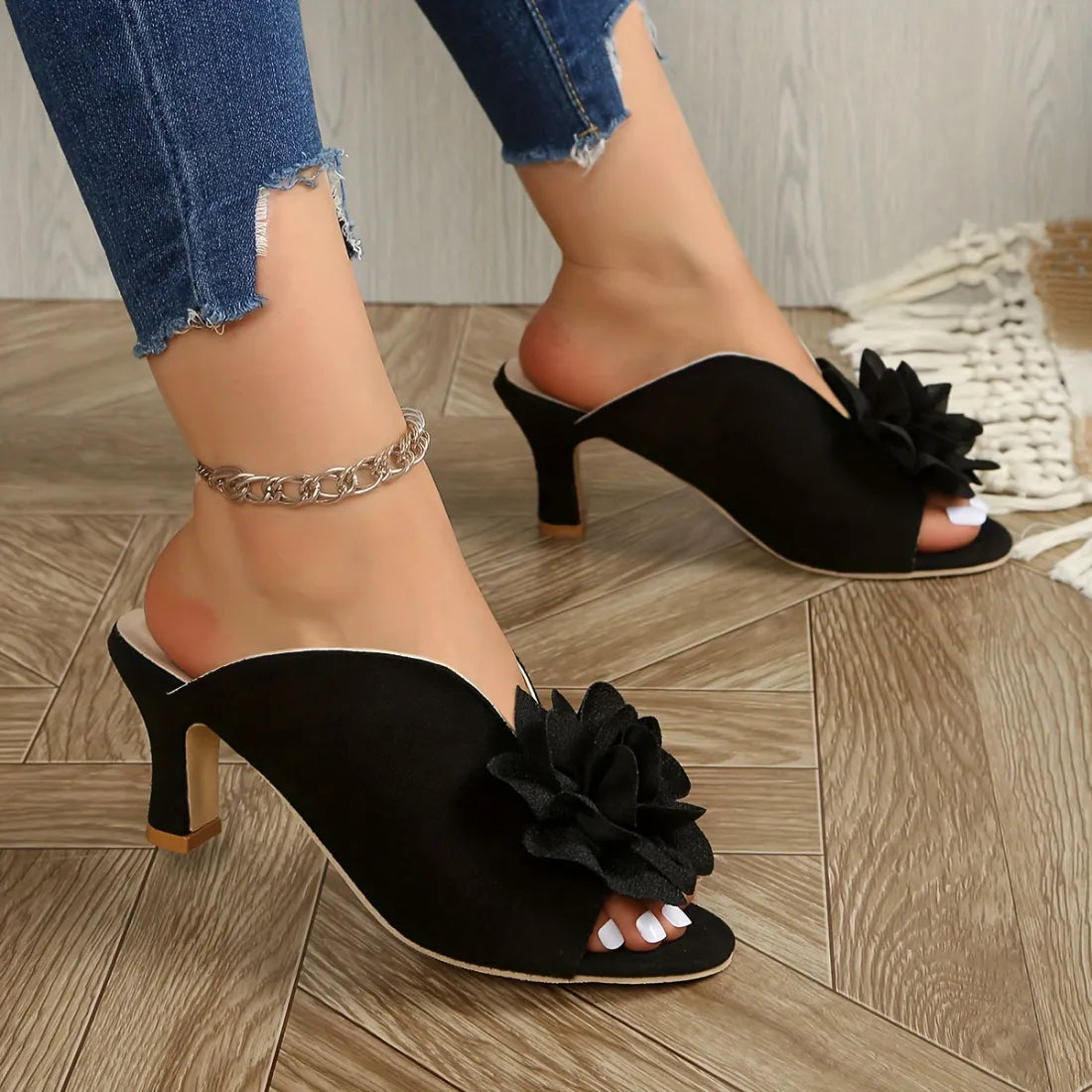 Women’s Floral Open Toe Heeled Sandals
