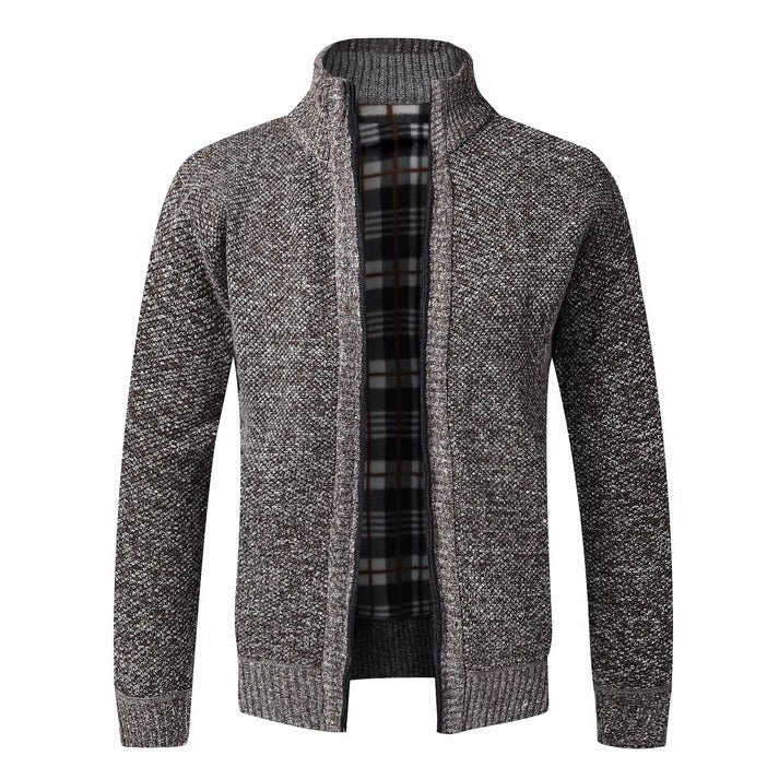 Men's Textured Knit Zip Cardigan