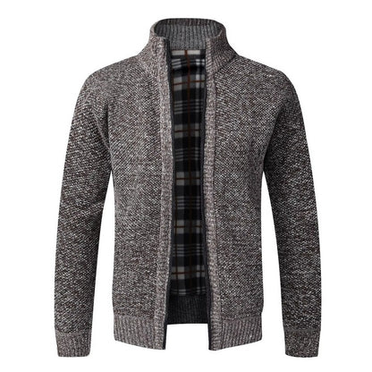 Men's Textured Knit Zip Cardigan