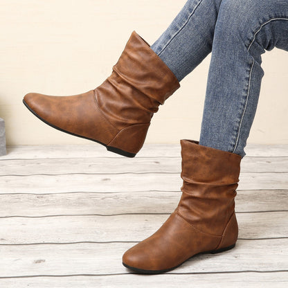 Women’s Leather-Look Slouchy Ankle Boots