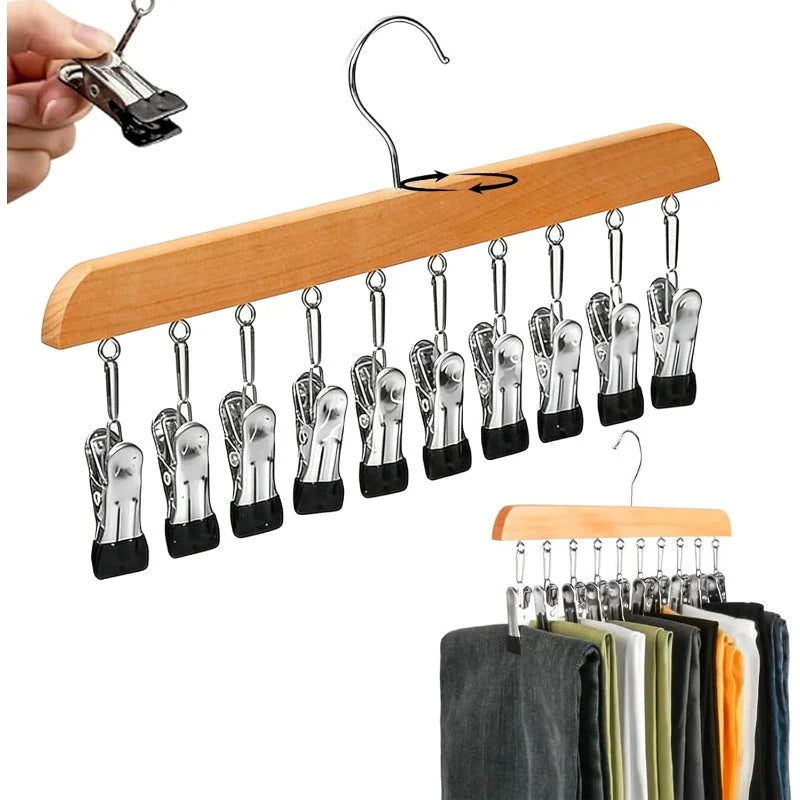 360° Rotating Multi-Clip Clothes Hanger