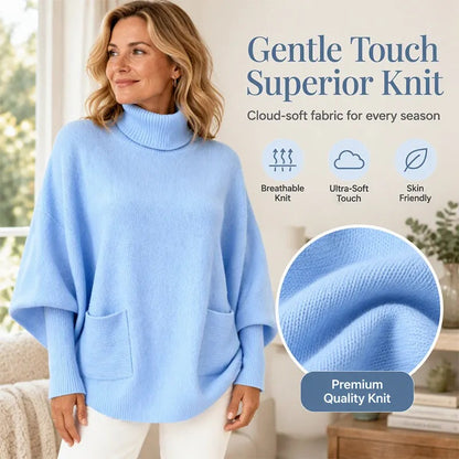 Women's High-Neck Poncho Sweater
