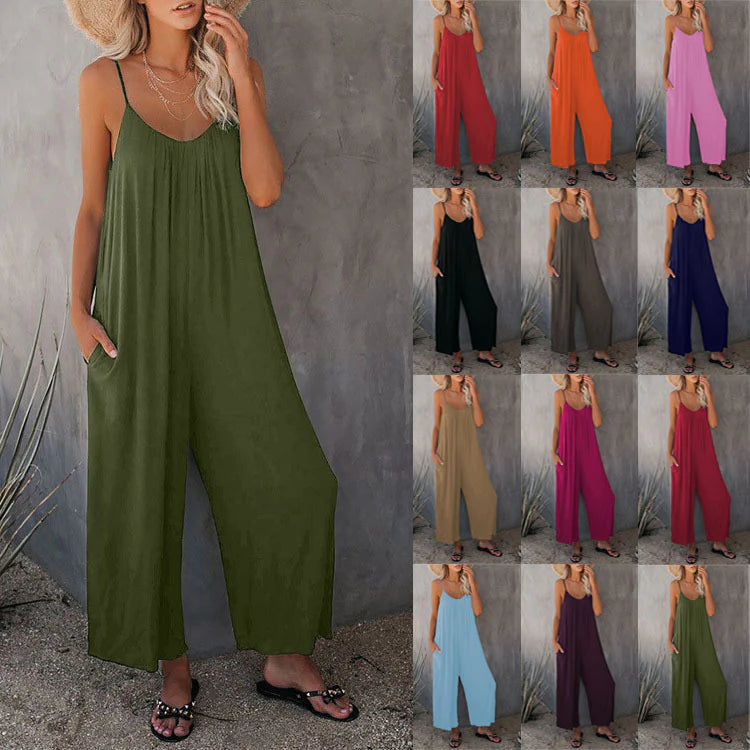 Women's Spaghetti Strap Wide Leg Jumpsuit