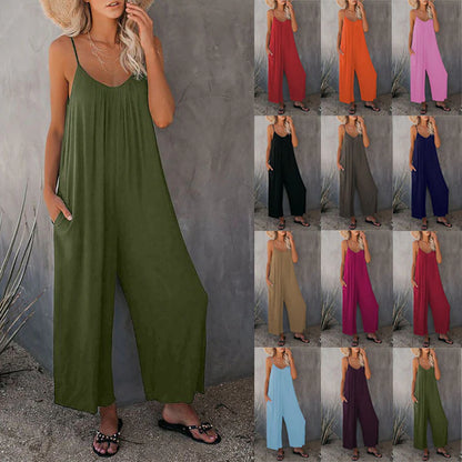 Women's Spaghetti Strap Wide Leg Jumpsuit