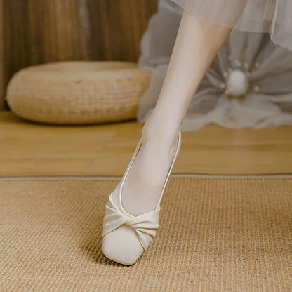 Women’s Twist Detail Square Toe Flats