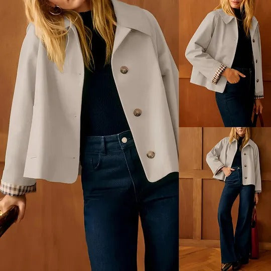 Women's Button-Front Cropped Jacket