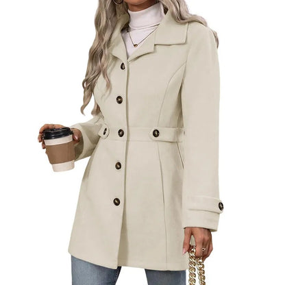 Women's Button Front Belted Coat