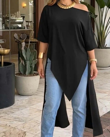 Women's Asymmetrical One-Shoulder Tunic Top