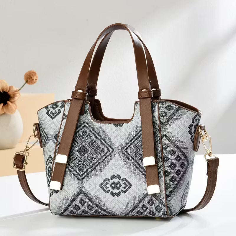 Women's Patterned Tote Bag with Shoulder Strap