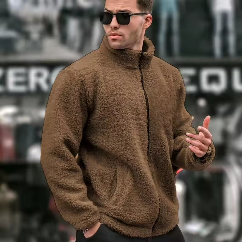 Men's Textured Fleece Zip-Up Jacket