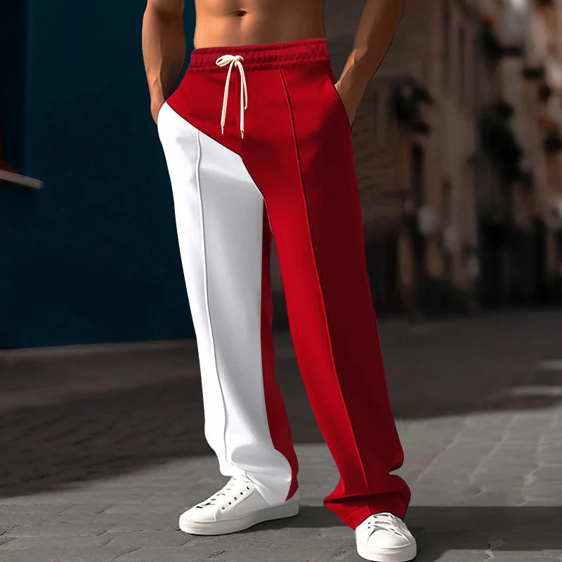Men's Color-Block Straight-Leg Pants