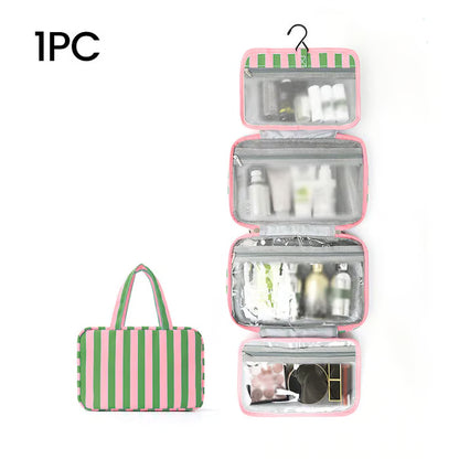 Striped Hanging Toiletry Travel Organizer Bag