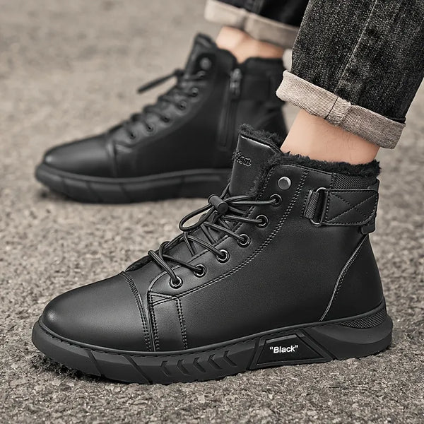 Men's Lace-Up Buckle Strap Boots