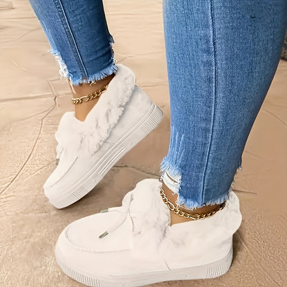 Women's Plush Trim Lace-Up Shoes