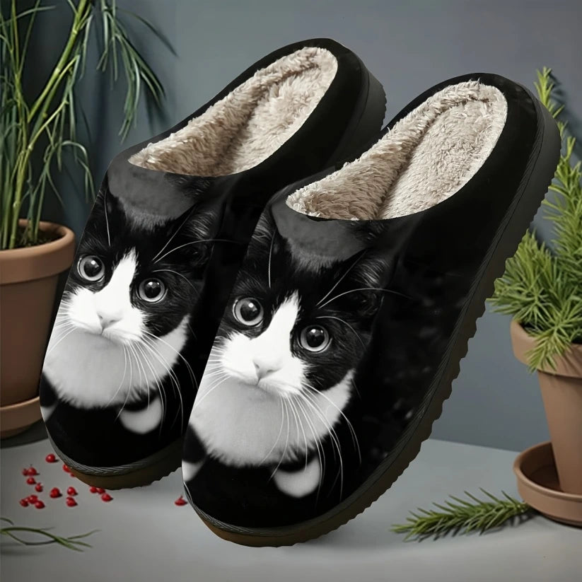 Women's Cat Print Slip-On Slippers