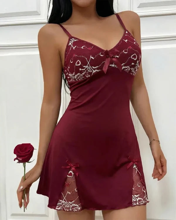 Women's Bow Lace Strap Sleep Dress