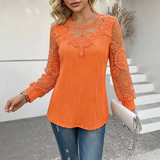 Women's Lace-Detail Long-Sleeve Blouse