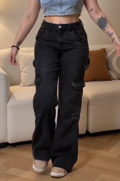 Women’s High-Waisted Loose Cargo Jeans