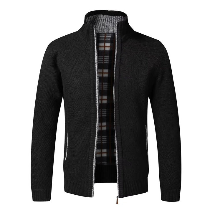 Men's Textured Knit Zip Cardigan