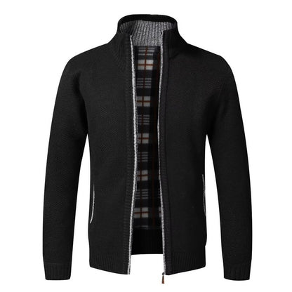 Men's Textured Knit Zip Cardigan