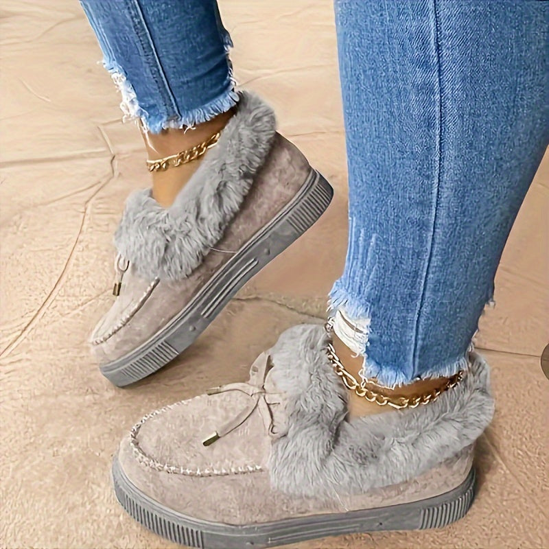 Women's Plush Trim Lace-Up Shoes