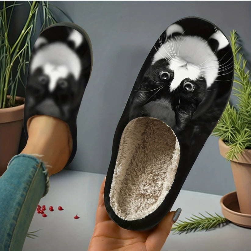 Women's Cat Print Slip-On Slippers