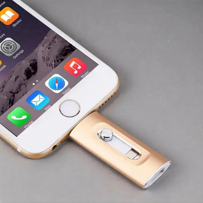 3-in-1 USB Flash Drive with Lightning & Type-C Adapter